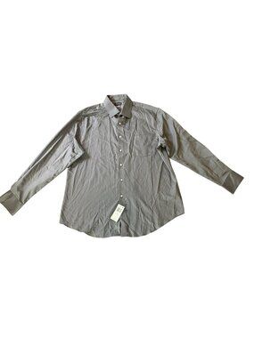 NWT Van Heusen Mens Fitted Stretch Dress Shirt Gray Size XL 17 34/35